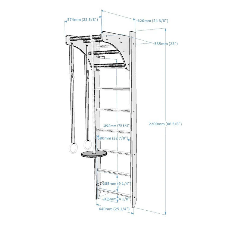 BenchK 111 + A204 Wooden Wall Bars For Kids Room 4 BenchK 111 + A204 Wooden Wall Bars For Kids Room - Image 2