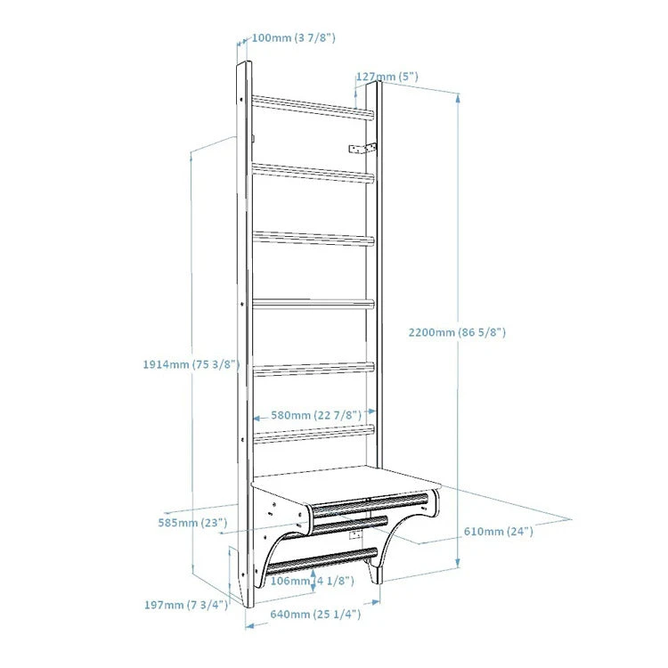 BenchK 112 Wall Bars With Desk 4 BenchK 112 Wall Bars With Desk - Image 2