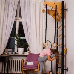 BenchK 211 + A076 Swedish Ladder For Kids With Gymnastic Accessories 8 BenchK 211 + A076 Swedish Ladder For Kids With Gymnastic Accessories -Fitness Equipment Sales Shop Black multifunctional wall bar B 1