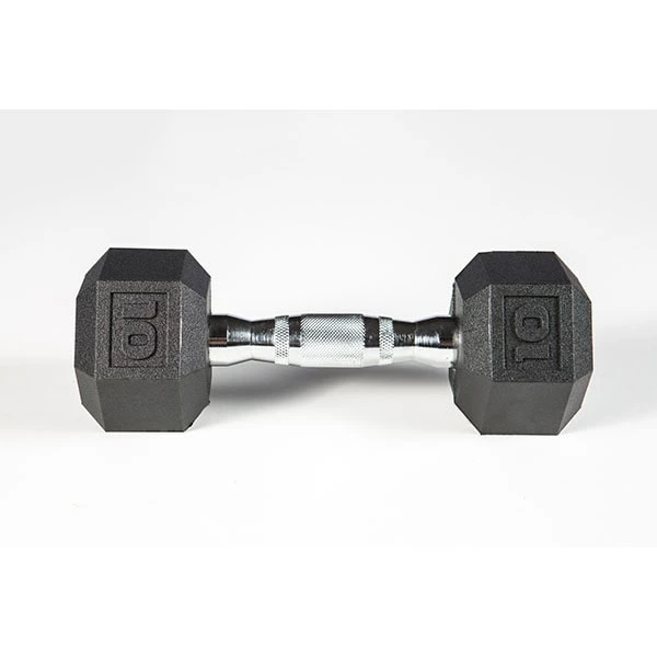 York Barbell 5-50lb Premium PVC Hex Dumbbell Set - Chrome Ergo Handle 5 York Barbell 5-50lb Premium PVC Hex Dumbbell Set - Chrome Ergo Handle - Image 3