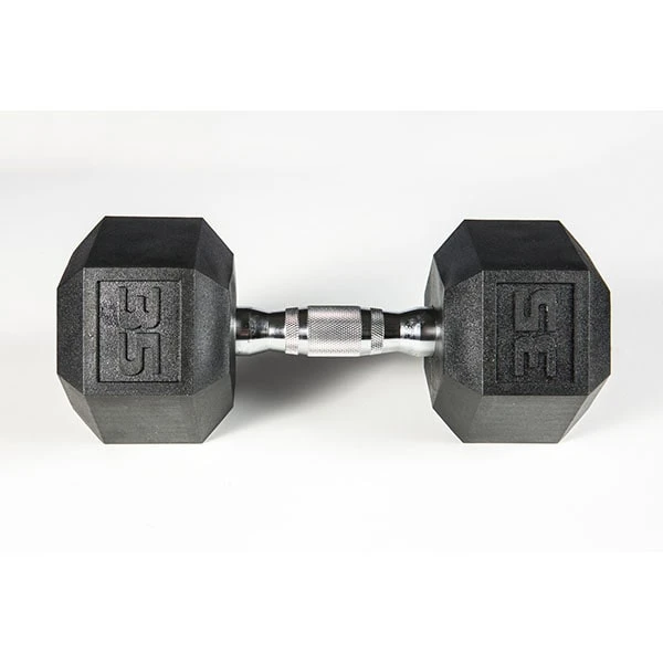 York Barbell 5-50lb Premium PVC Hex Dumbbell Set - Chrome Ergo Handle 10 York Barbell 5-50lb Premium PVC Hex Dumbbell Set - Chrome Ergo Handle - Image 8