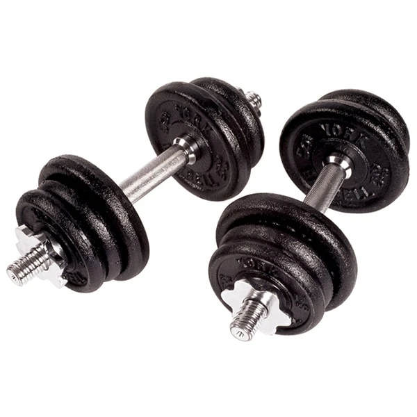 York Barbell Black Cast Iron Adjustable S/L Dumbbell Set 3 York Barbell Black Cast Iron Adjustable S/L Dumbbell Set